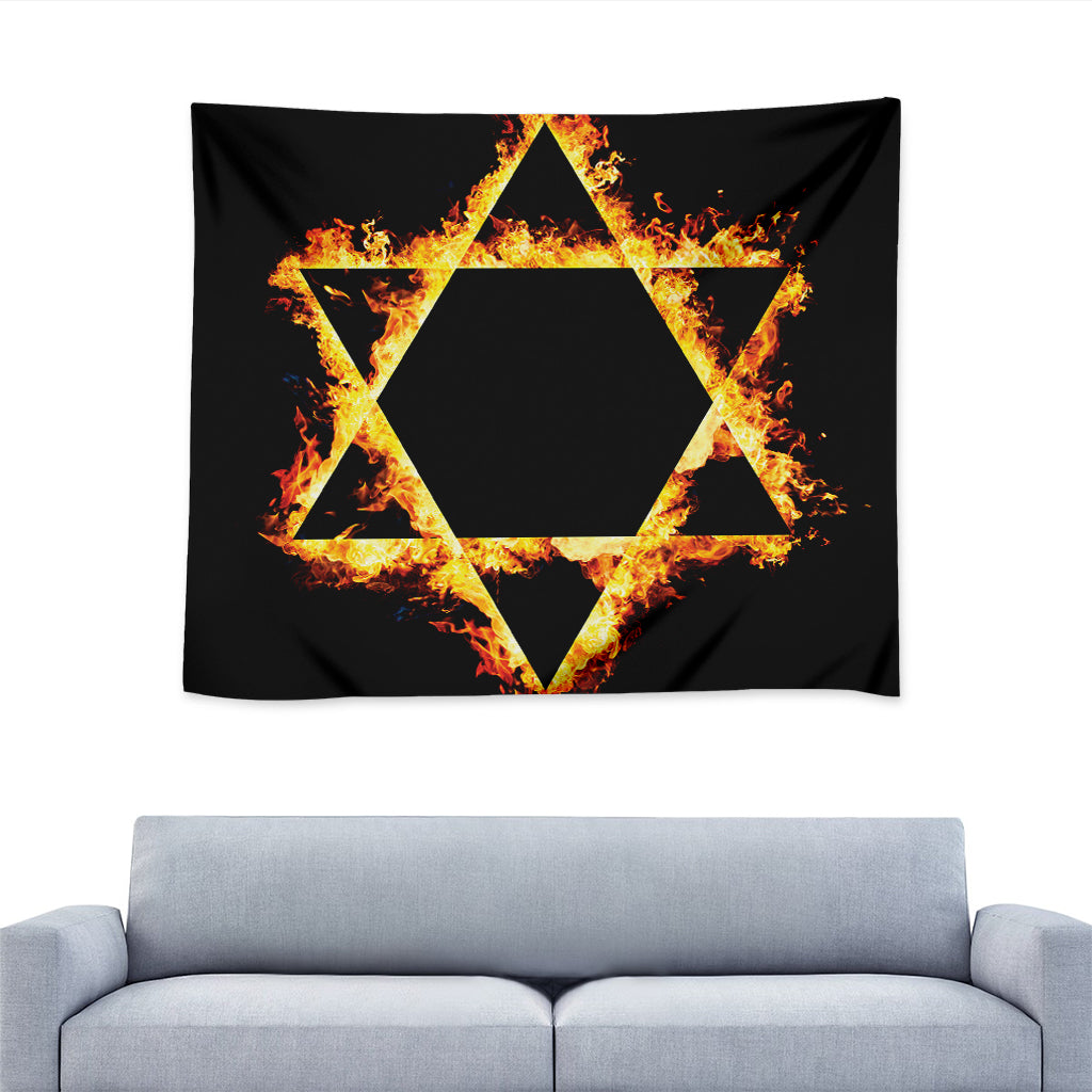 Flaming Star of David Print Tapestry
