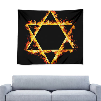Flaming Star of David Print Tapestry