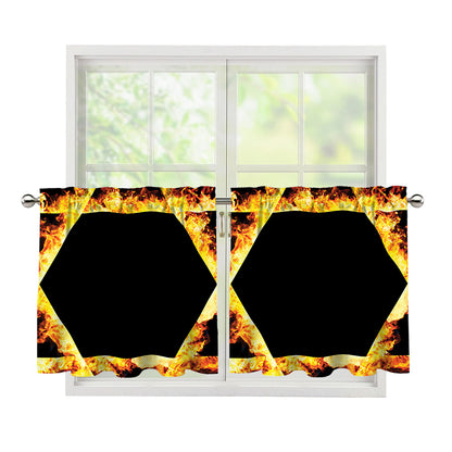 Flaming Star of David Print Tier Curtains
