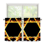 Flaming Star of David Print Tier Curtains