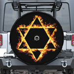 Flaming Star of David Print Tire Cover With Camera Hole
