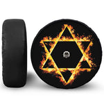 Flaming Star of David Print Tire Cover With Camera Hole