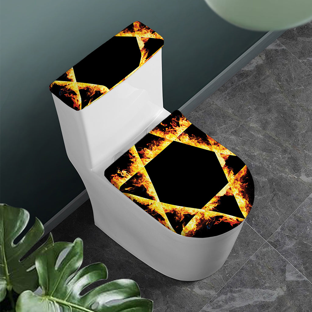 Flaming Star of David Print Toilet Lid And Tank Cover Set