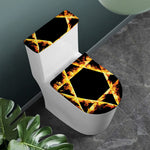 Flaming Star of David Print Toilet Lid And Tank Cover Set