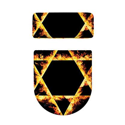 Flaming Star of David Print Toilet Lid And Tank Cover Set
