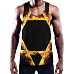 Flaming Star of David Print Training Tank Top