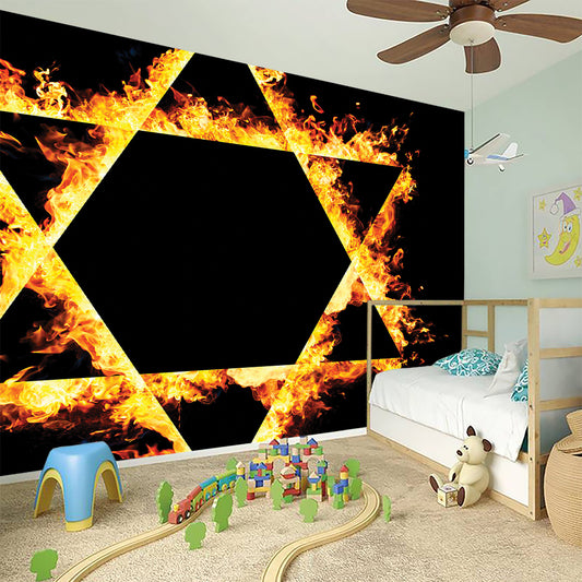 Flaming Star of David Print Wall Sticker