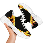 Flaming Star of David Print White Chunky Shoes
