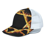 Flaming Star of David Print White Mesh Trucker Cap