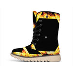 Flaming Star of David Print Winter Boots