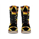 Flaming Star of David Print Winter Boots
