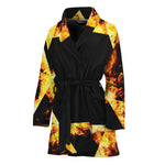 Flaming Star of David Print Women's Bathrobe