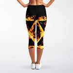 Flaming Star of David Print Women's Capri Leggings