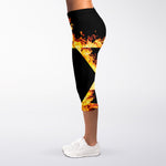 Flaming Star of David Print Women's Capri Leggings