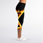 Flaming Star of David Print Women's Capri Leggings