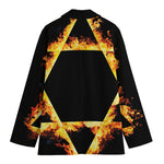 Flaming Star of David Print Women's Cotton Blazer