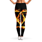 Flaming Star of David Print Women's Leggings