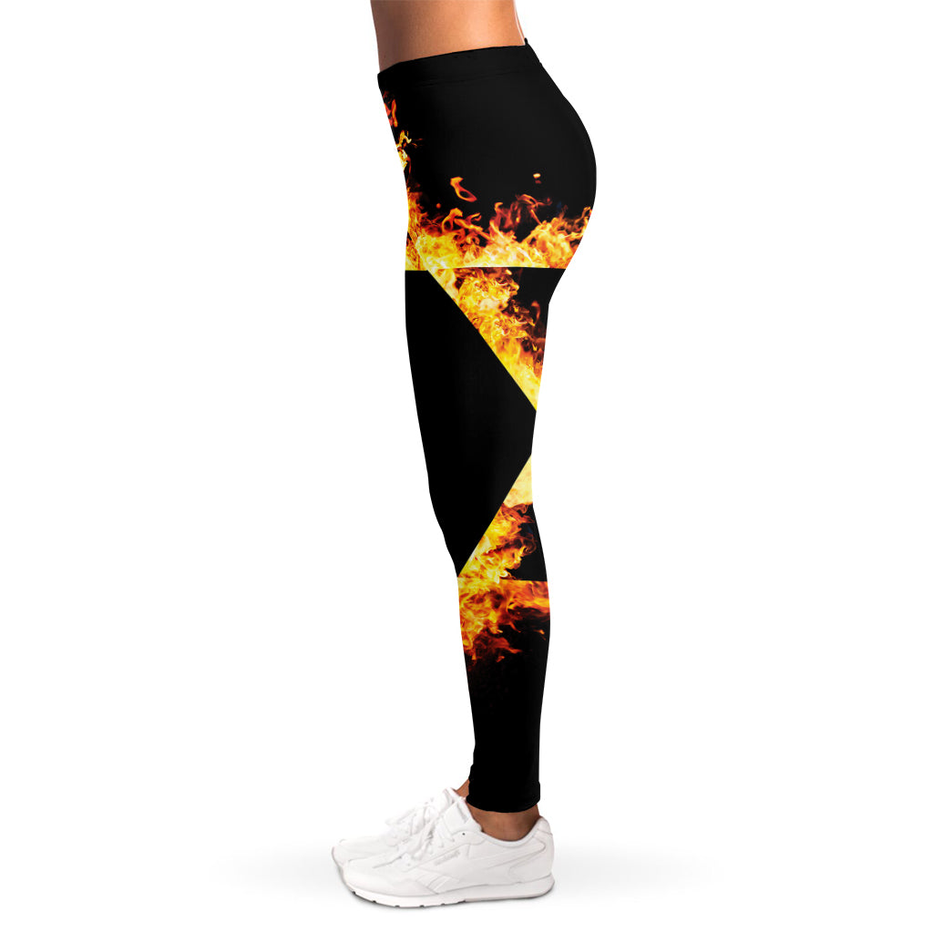 Flaming Star of David Print Women's Leggings