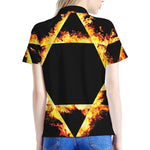 Flaming Star of David Print Women's Polo Shirt