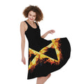 Flaming Star of David Print Sleeveless Knee Length Dress