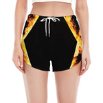 Flaming Star of David Print Women's Split Running Shorts