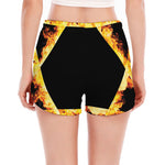Flaming Star of David Print Women's Split Running Shorts