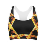 Flaming Star of David Print Women's Sports Bra