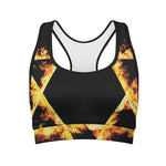 Flaming Star of David Print Women's Sports Bra