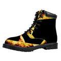 Flaming Star of David Print Padded Collar Lace Up Boots