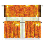 Flaming Sun Print 3 Piece Kitchen Curtains