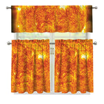 Flaming Sun Print 3 Piece Kitchen Curtains