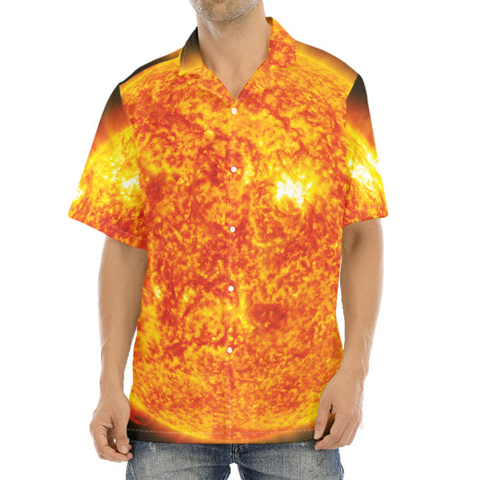 Flaming Sun Print Aloha Shirt