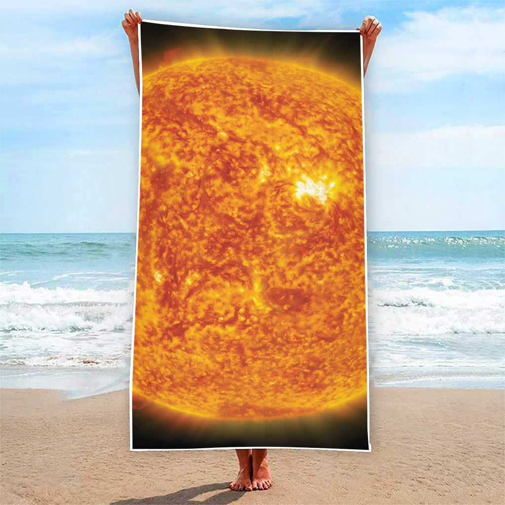 Flaming Sun Print Beach Towel