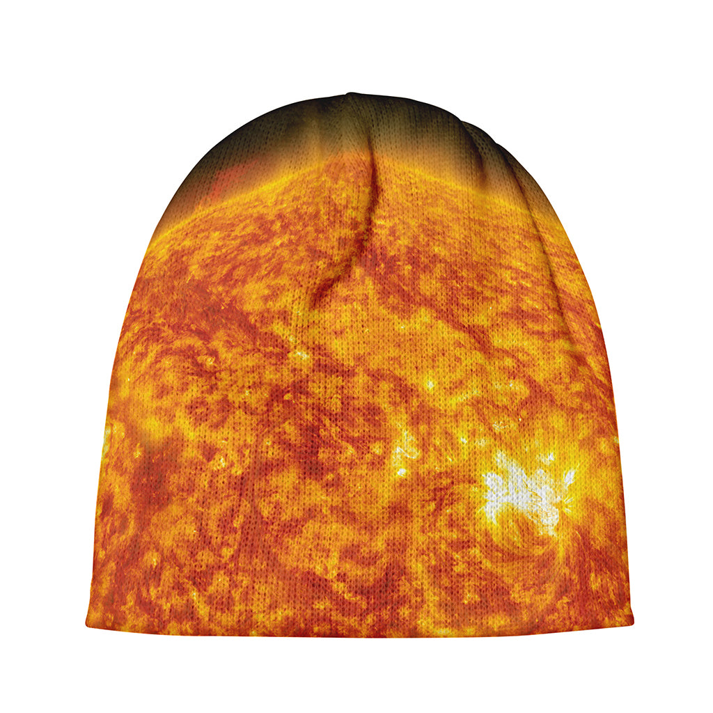 Flaming Sun Print Beanie