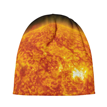 Flaming Sun Print Beanie