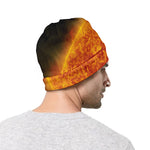Flaming Sun Print Beanie