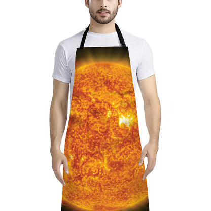 Flaming Sun Print Bib Apron With Pocket