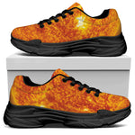 Flaming Sun Print Black Chunky Shoes
