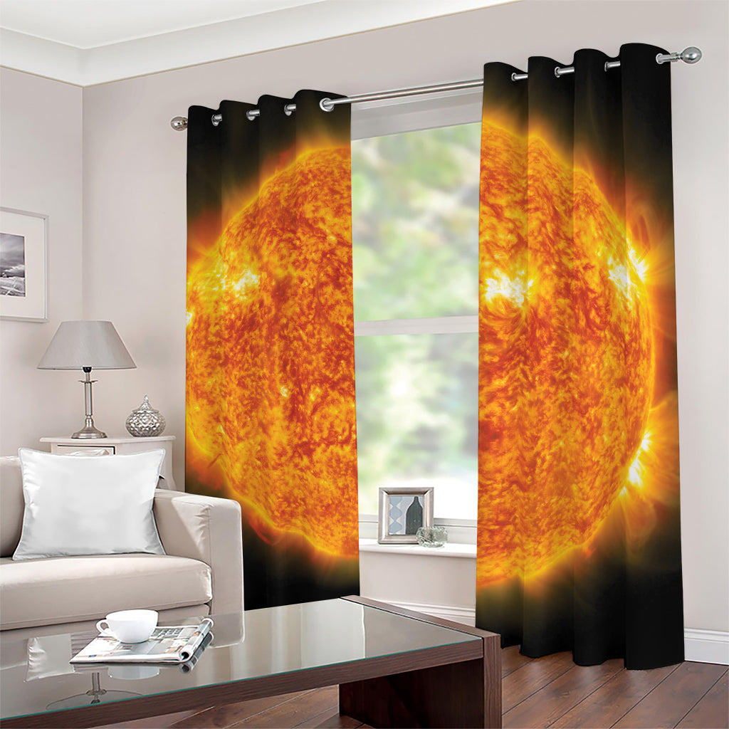 Flaming Sun Print Blackout Grommet Curtains