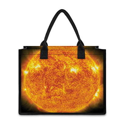 Flaming Sun Print Canvas Tote Bag