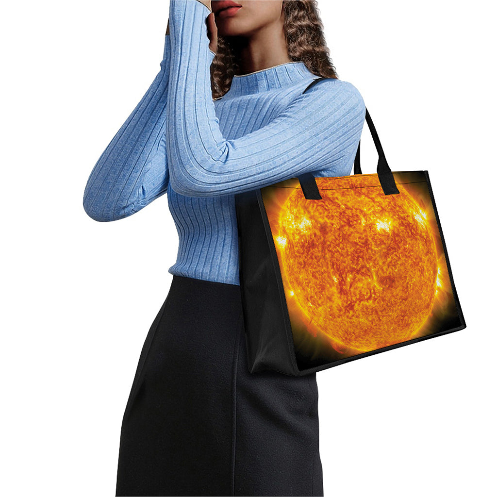 Flaming Sun Print Canvas Tote Bag