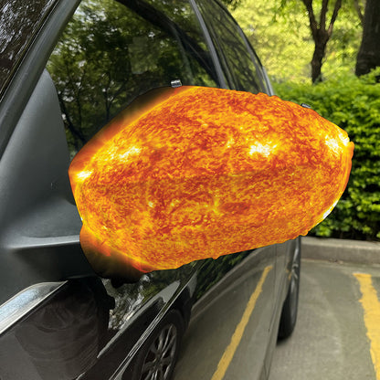 Flaming Sun Print Car Side Mirror Covers