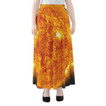 Flaming Sun Print Chiffon Maxi Skirt
