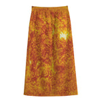 Flaming Sun Print Cotton Front Slit Maxi Skirt