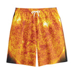 Flaming Sun Print Cotton Shorts