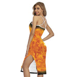 Flaming Sun Print Cross Back Cami Dress