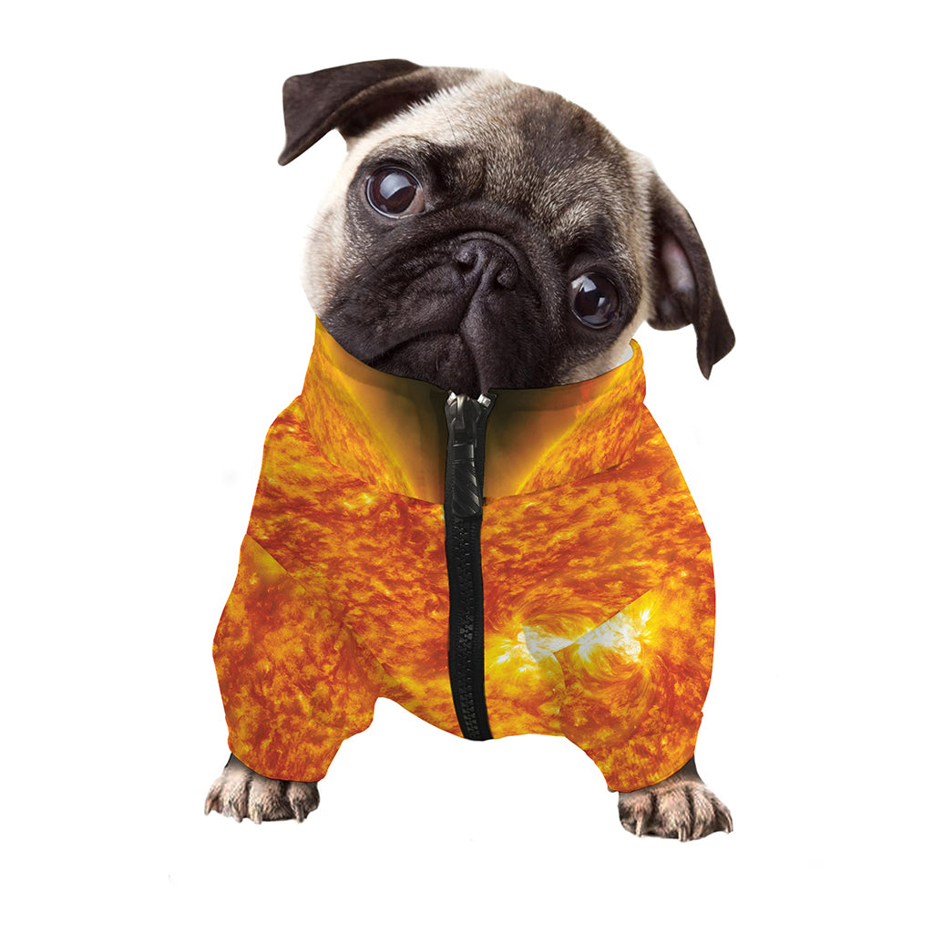 Flaming Sun Print Dog Zip Up Jacket
