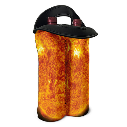 Flaming Sun Print Double Neoprene Wine Tote