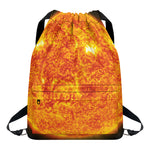 Flaming Sun Print Drawstring Backpack