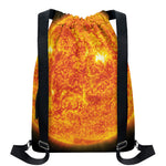 Flaming Sun Print Drawstring Backpack
